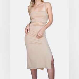 4SI3NNA Soren Tan Tank Top Spaghetti Strap Midi Dress Size Small